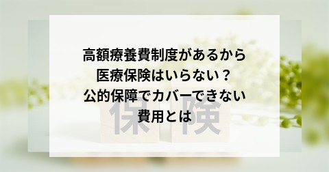 高額療養費制度があるから医療保険はいらない？ 公的保障でカバーできない費用とは