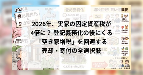 2026年、実家の固定資産税が4倍に？ 登記義務化の後にくる「空き家増税」を回避する売却・寄付の全選択肢